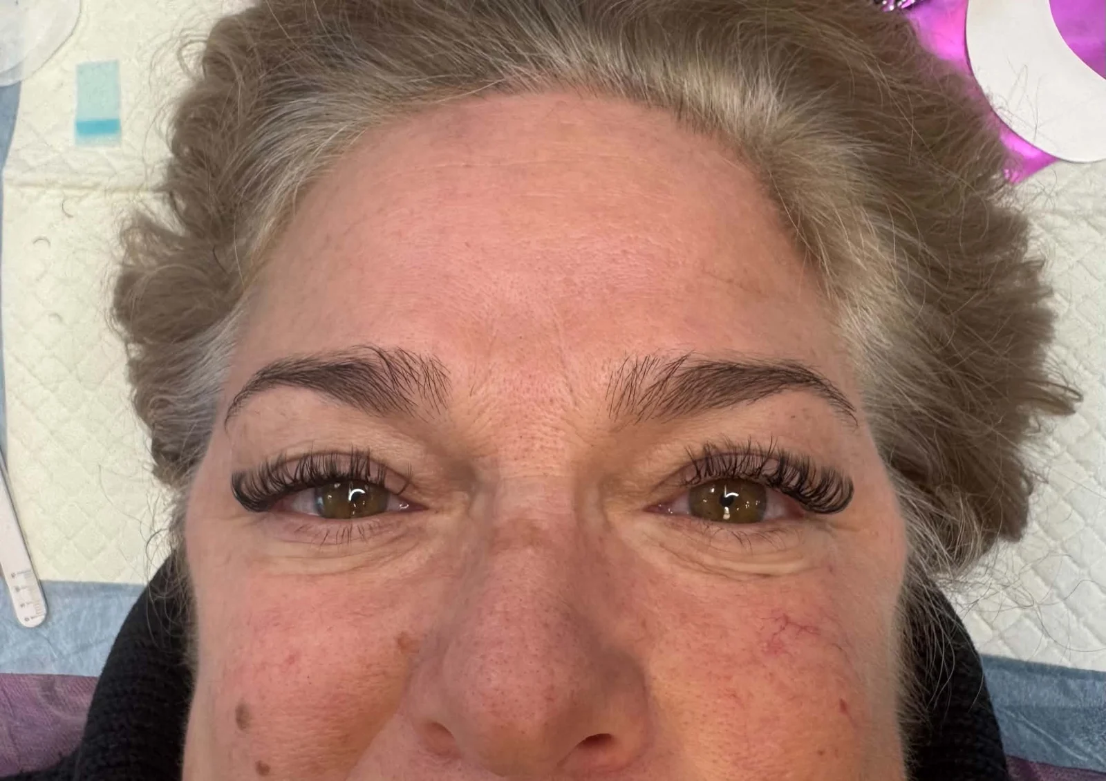Finished curled lash extensions at Heather Nails and Lashes in Thompson MB